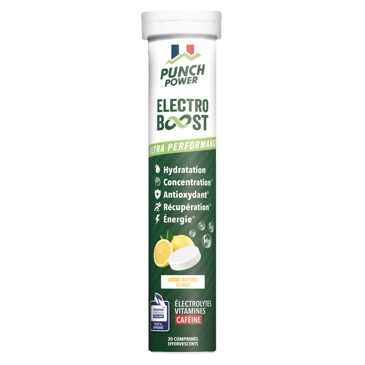 ElectroBoost Citron Caféine les électrolytes punch power
