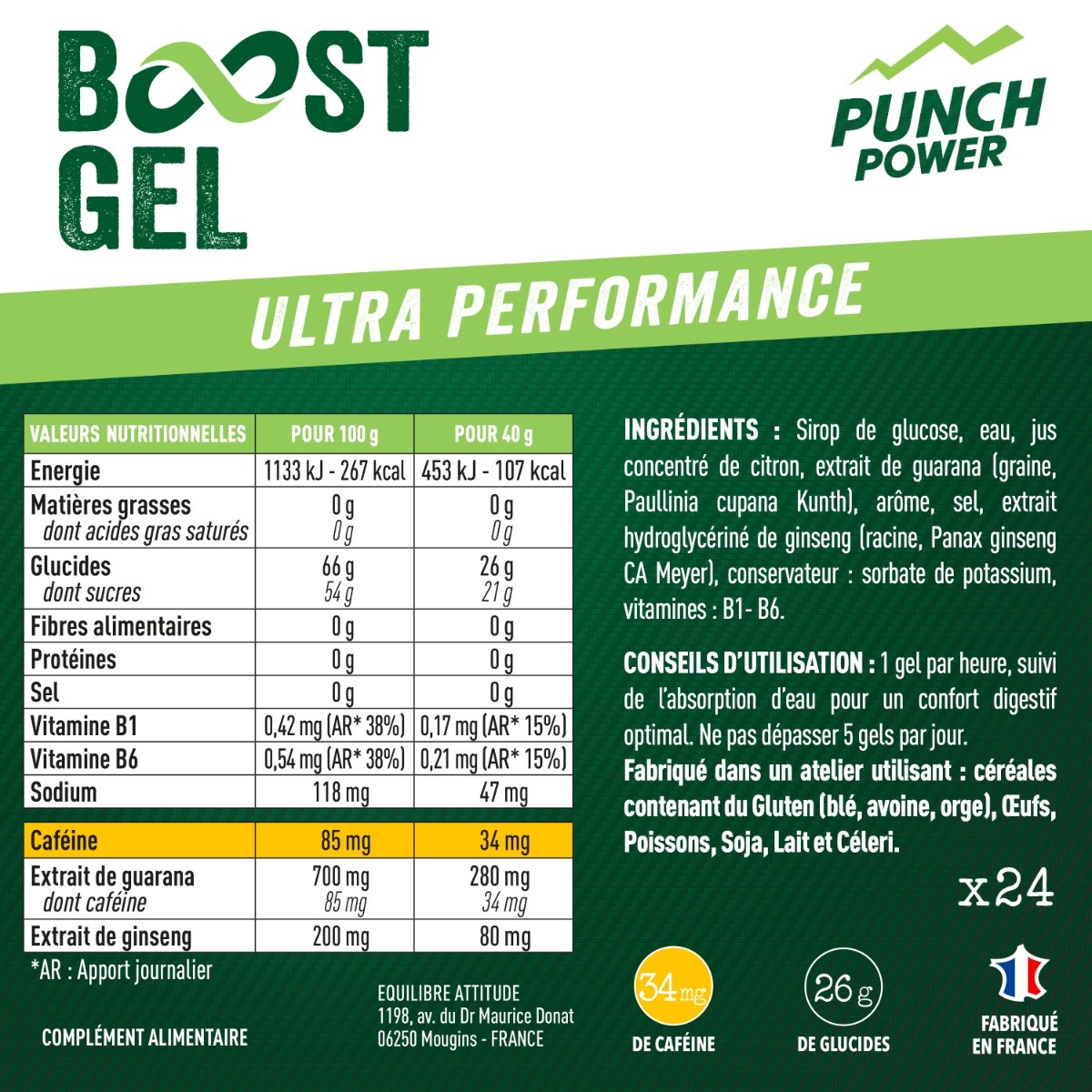BOOST gel cola composition