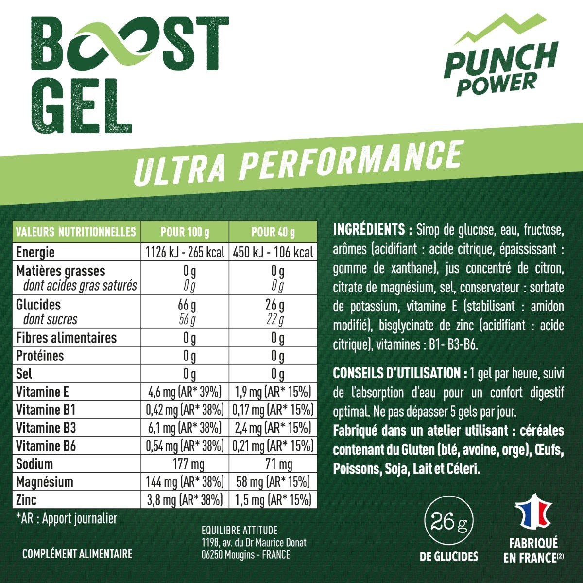 Punch Power BOOST GEL – Longue Distance Antiox – Goût Fruits Rouges