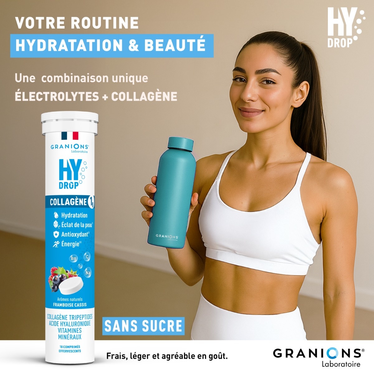 GRANIONS HYDROP – Collagène + Électrolytes 4-en-1