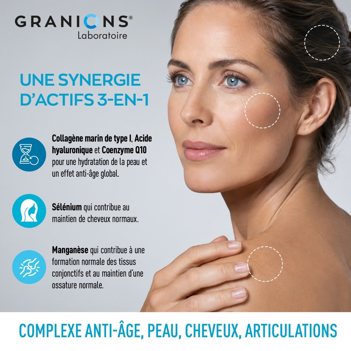 GRANIONS - Complesso di collagene, acido ialuronico e coenzima Q10 - 60 compresse