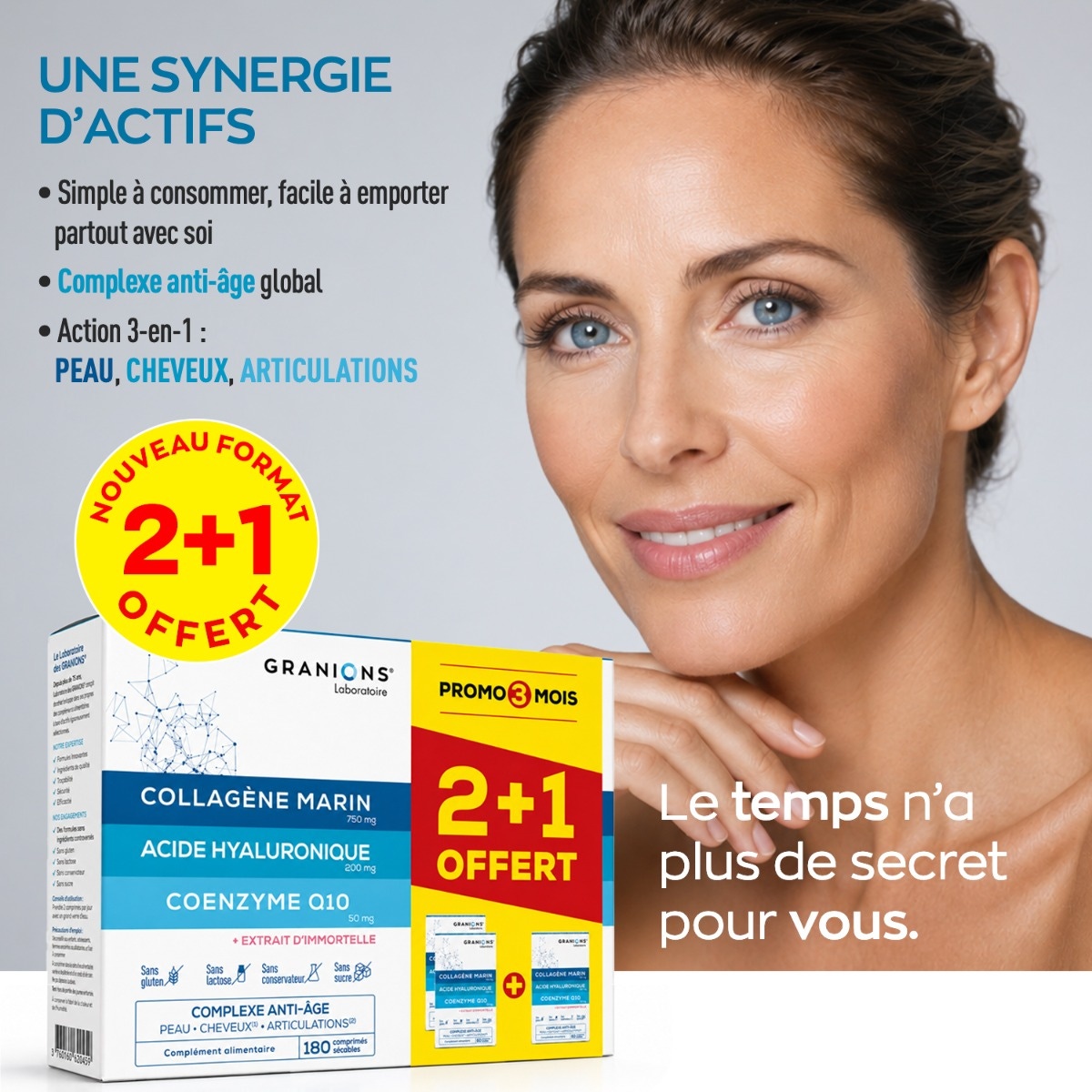 GRANIONS - Complesso di collagene, acido ialuronico e coenzima Q10 - 60 compresse