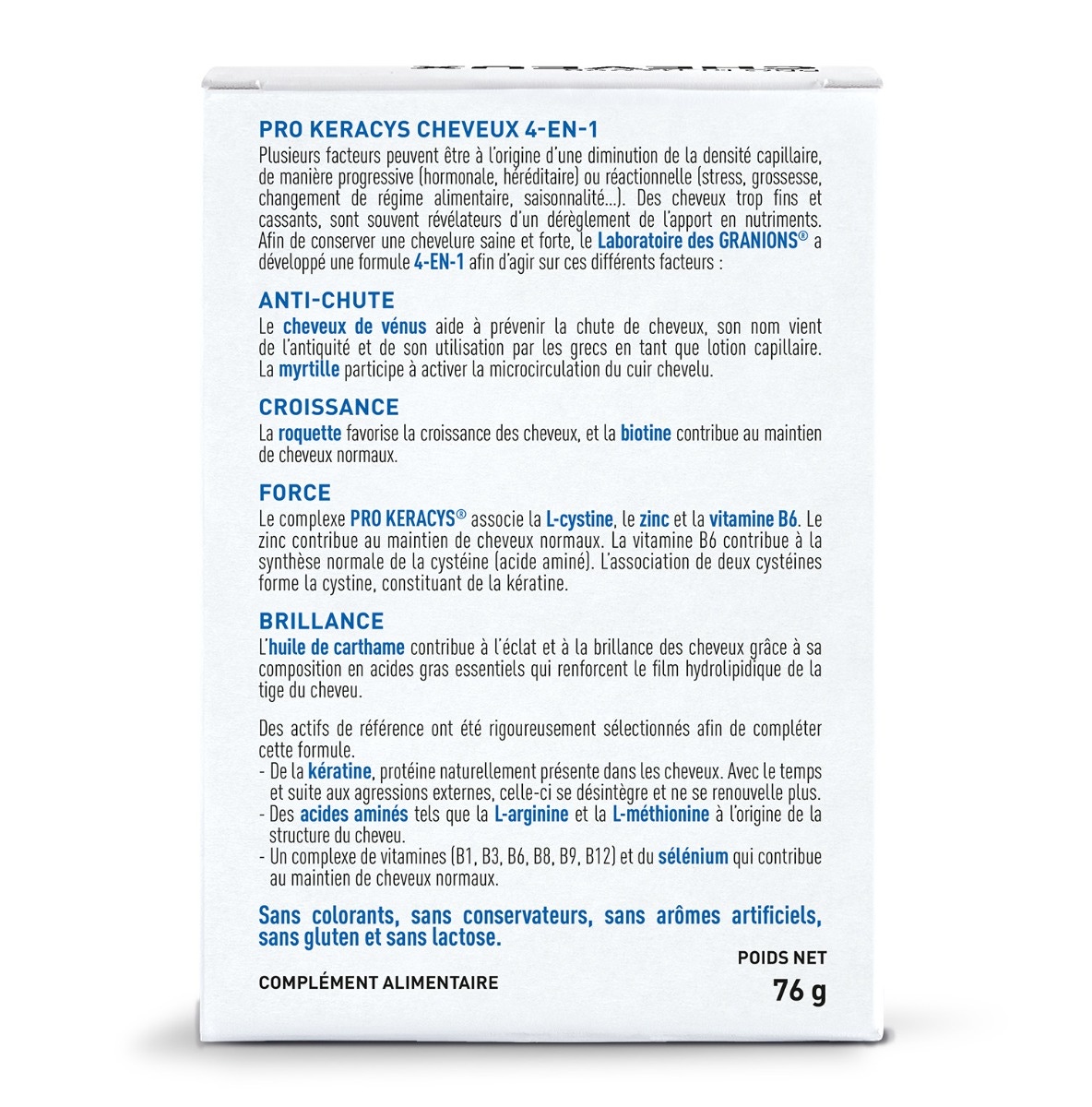 Dos Pro Keracys Cheveux 4 en 1 - 90 comprimés